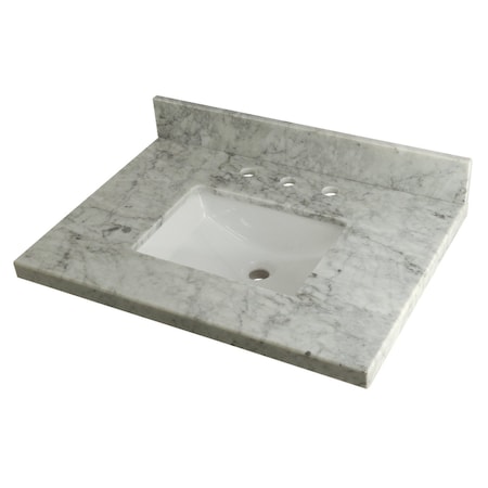 Kingston Brass 30" X 22" Marble Vanity Top W/ Square Undermount Sink, Marble KVPB3022M38SQ